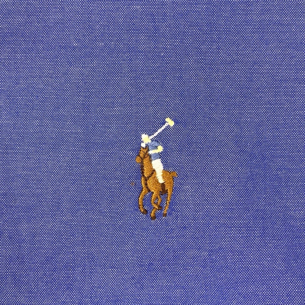 Ralph Lauren Men's Yarmouth 100% Cotton Pinpoint Oxford 17 1/2-34 Blue Shirt EUC - Picture 5 of 5